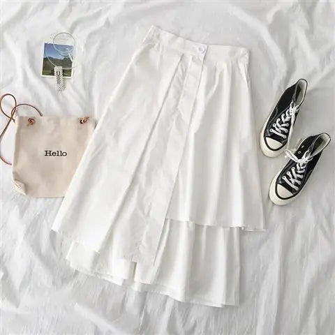Chic High-Waist A-line Midi Skirt