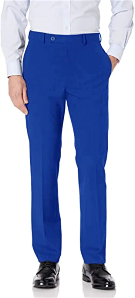 Bofan Royal Blue Men's Suit Pants with Expandable Waist