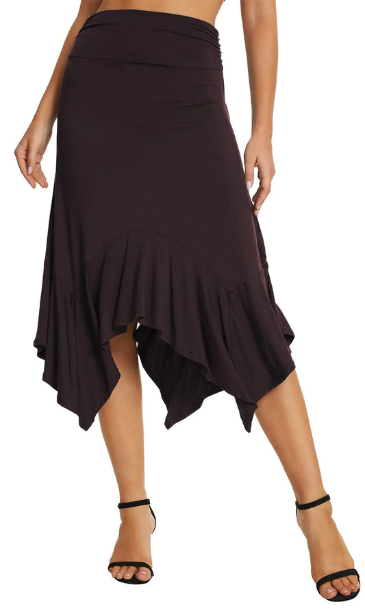 Urban Coco Flowy Midi Skirt in Raisin