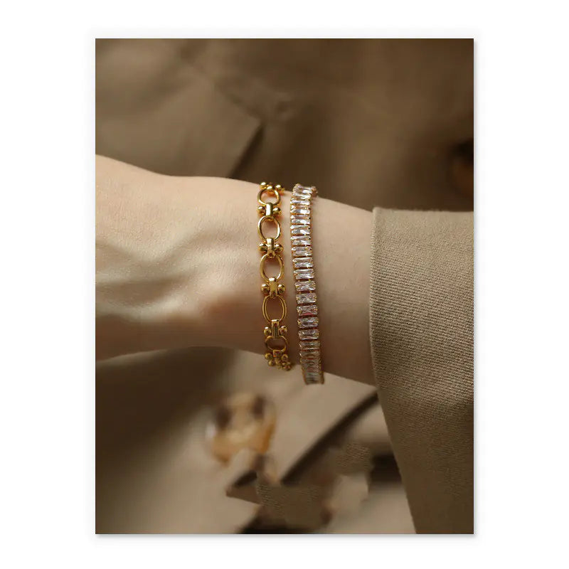 Chic Zircon Geometric Bracelet in Gold & Silver