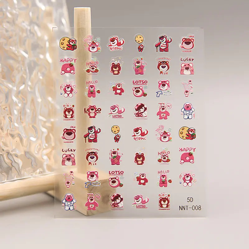 Strawberry Bear 5D Manicure Stickers