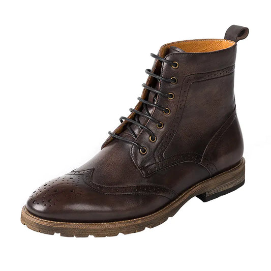 Premium Cowhide Men's High-top Boots