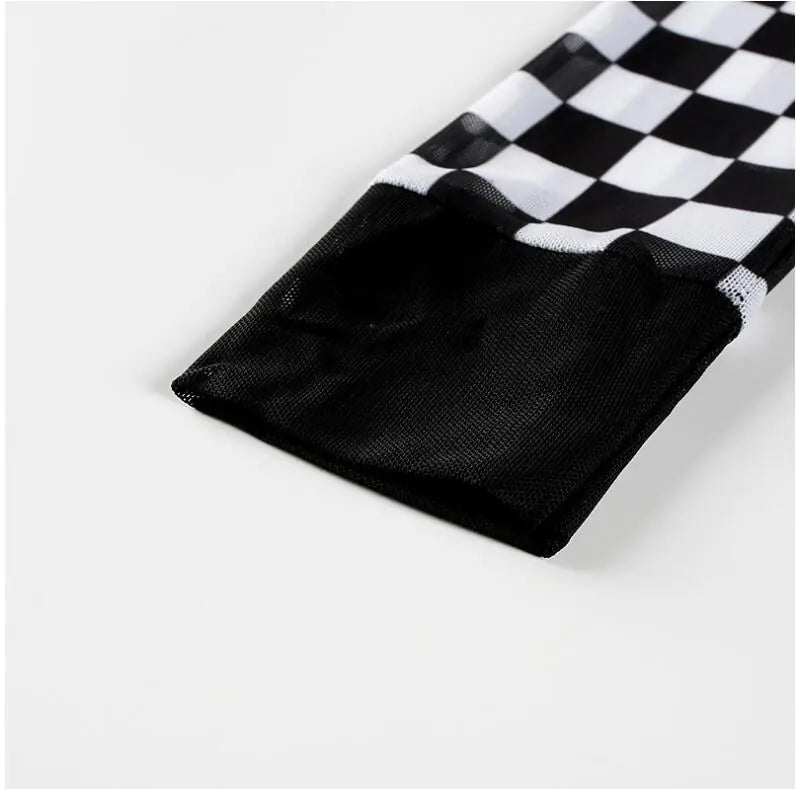Sheer Checkered Elegance Top