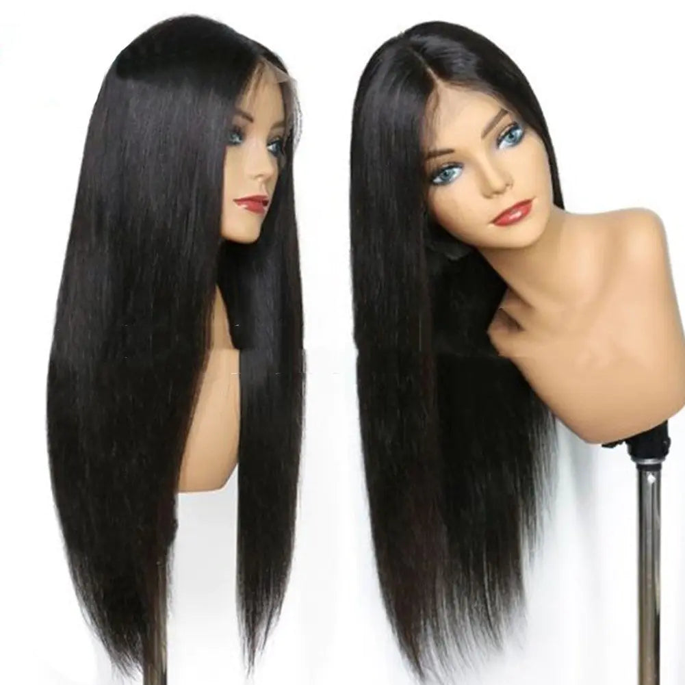 Elegant Black Mid-Length Lace Wig