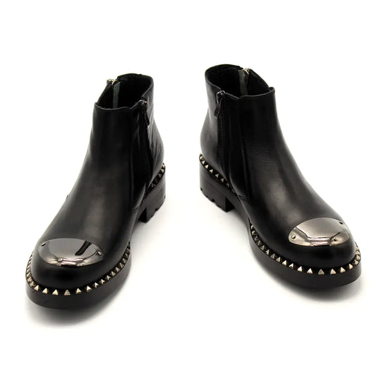 JINIWU Urban Leather Boots with Dual Zips