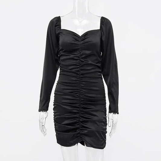 Elegant Long Sleeve Pleated Dress