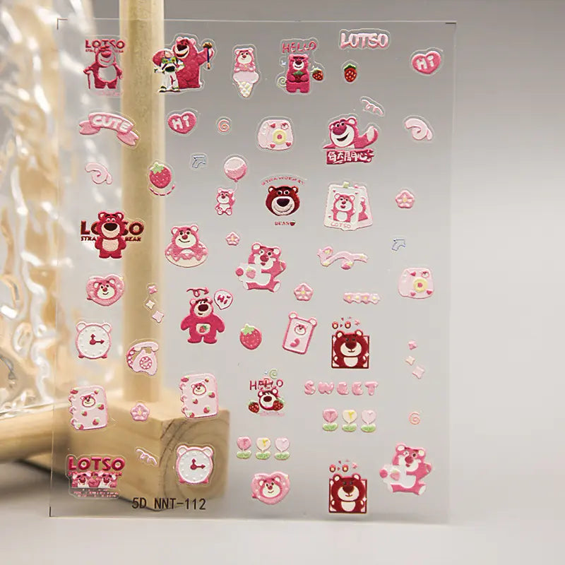 Strawberry Bear 5D Manicure Stickers