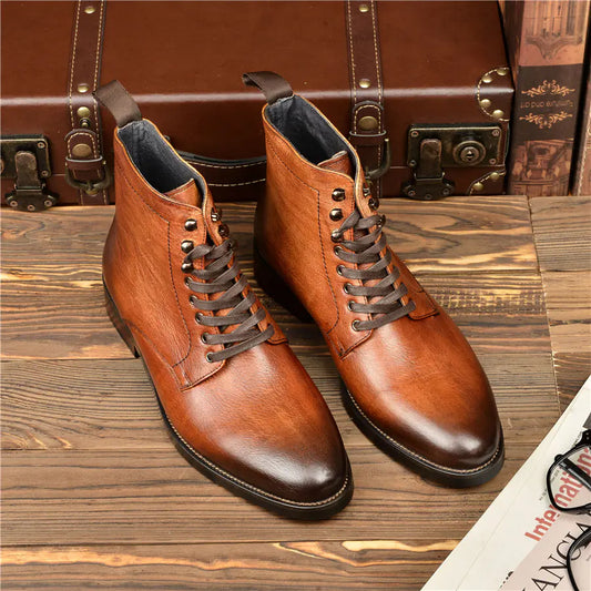 Men's Premium Cowhide High-Top Boots