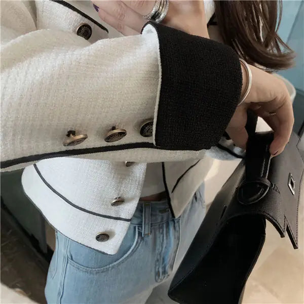 Chic Beige Color-Block Blouse