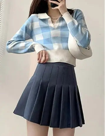 Trendy Geometric Pleated Skirt for Women