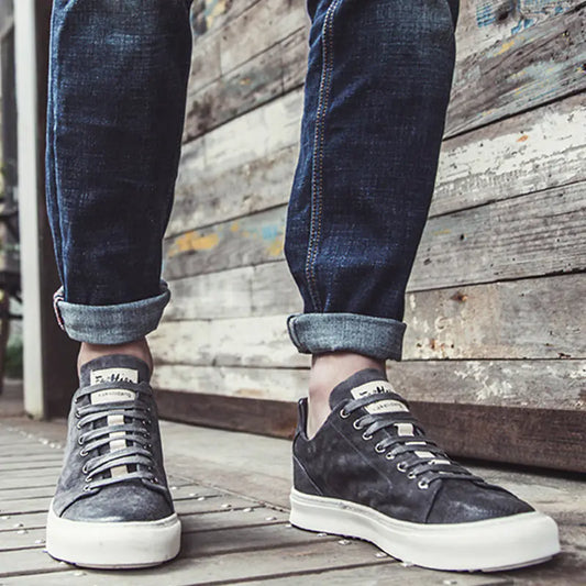 Men's Suede-Trim Leather Sneakers