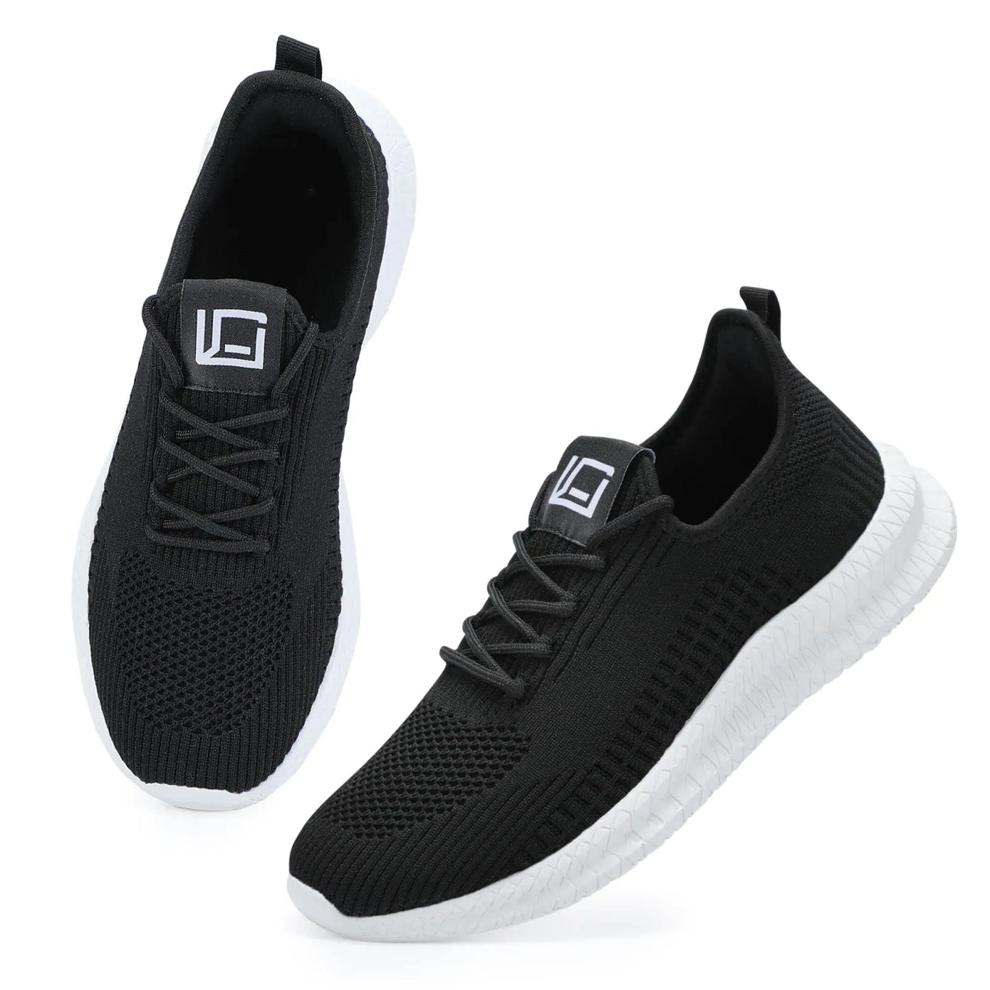 LCGJR Mens Running Shoes Ultra Lightweight Breathable Comfortable Walking Shoes Casual Fashion Sneakers Mesh Workout Shoes Black Size6.5