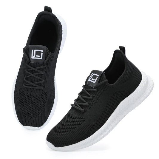 LCGJR Mens Running Shoes Ultra Lightweight Breathable Comfortable Walking Shoes Casual Fashion Sneakers Mesh Workout Shoes Black Size6.5