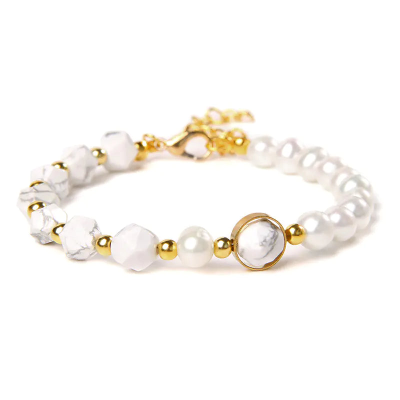 Elegant Agate Pearl Artisan Bracelet