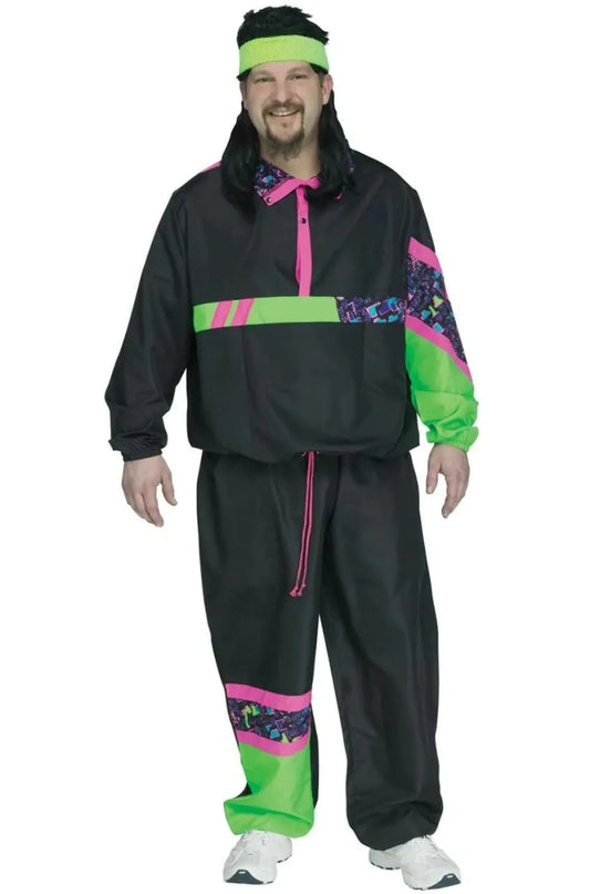 Retro Runner Mens 80s Costume Tracksuit Plus