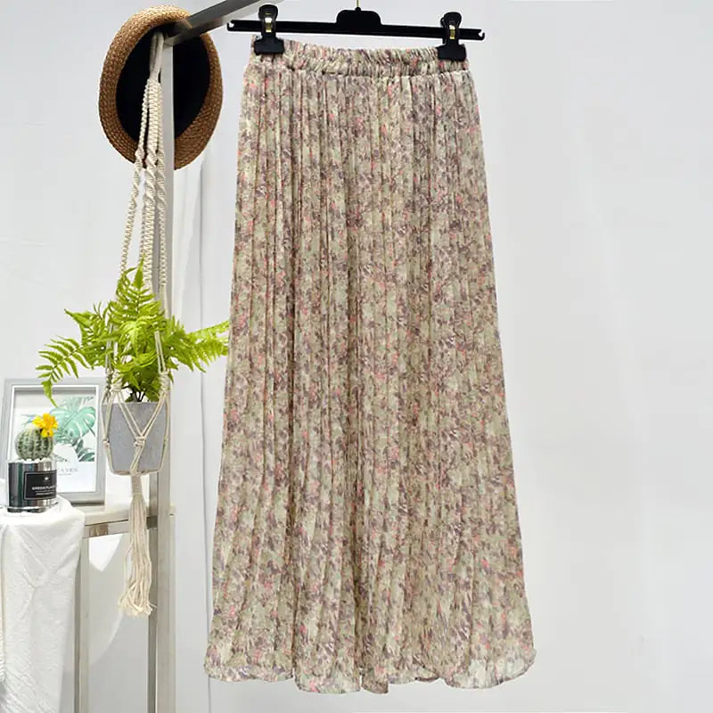 Elegant Floral Silk Skirt