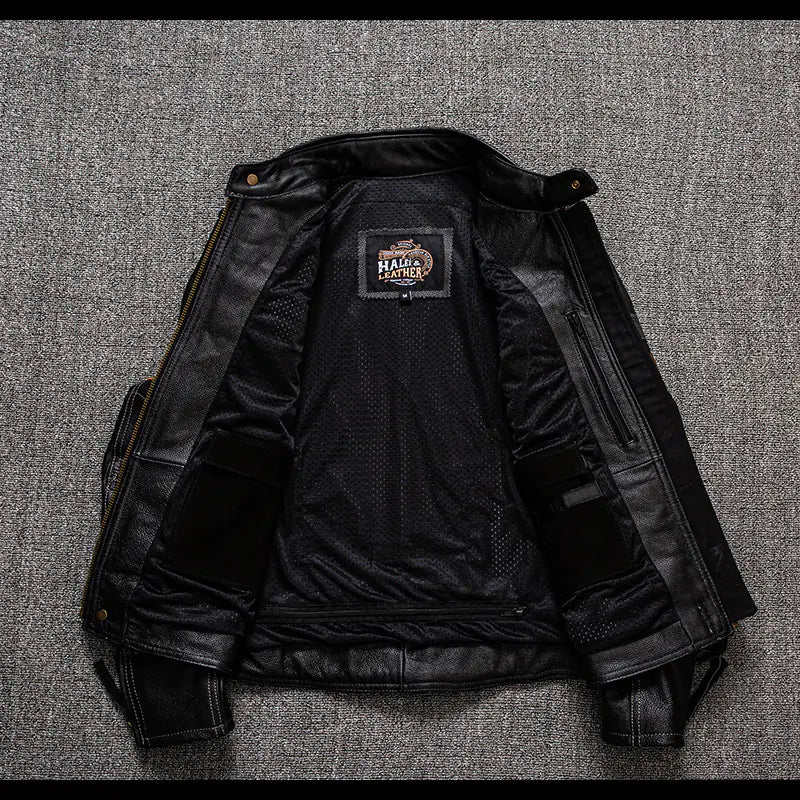 Men's Premium Leather Riding Jacket with Armor
