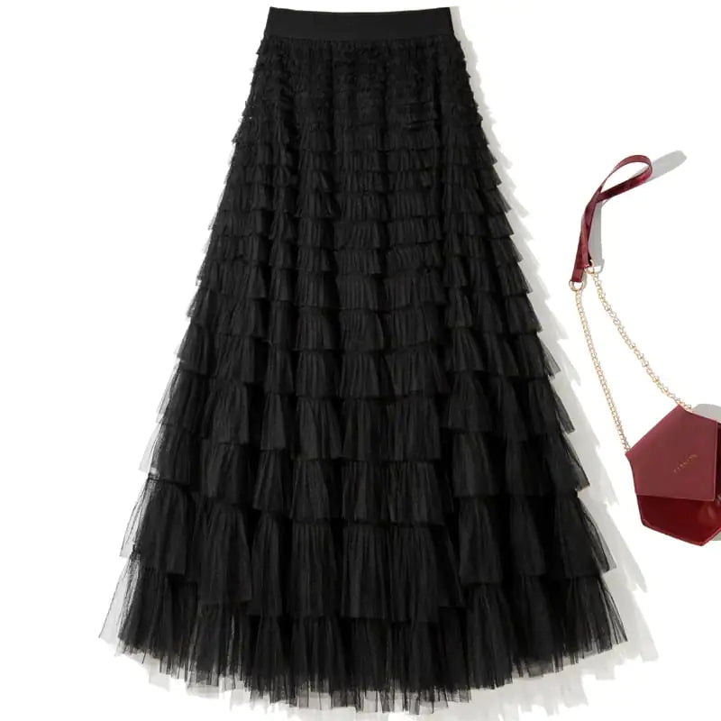 Pleated Gauze Maxi Skirt